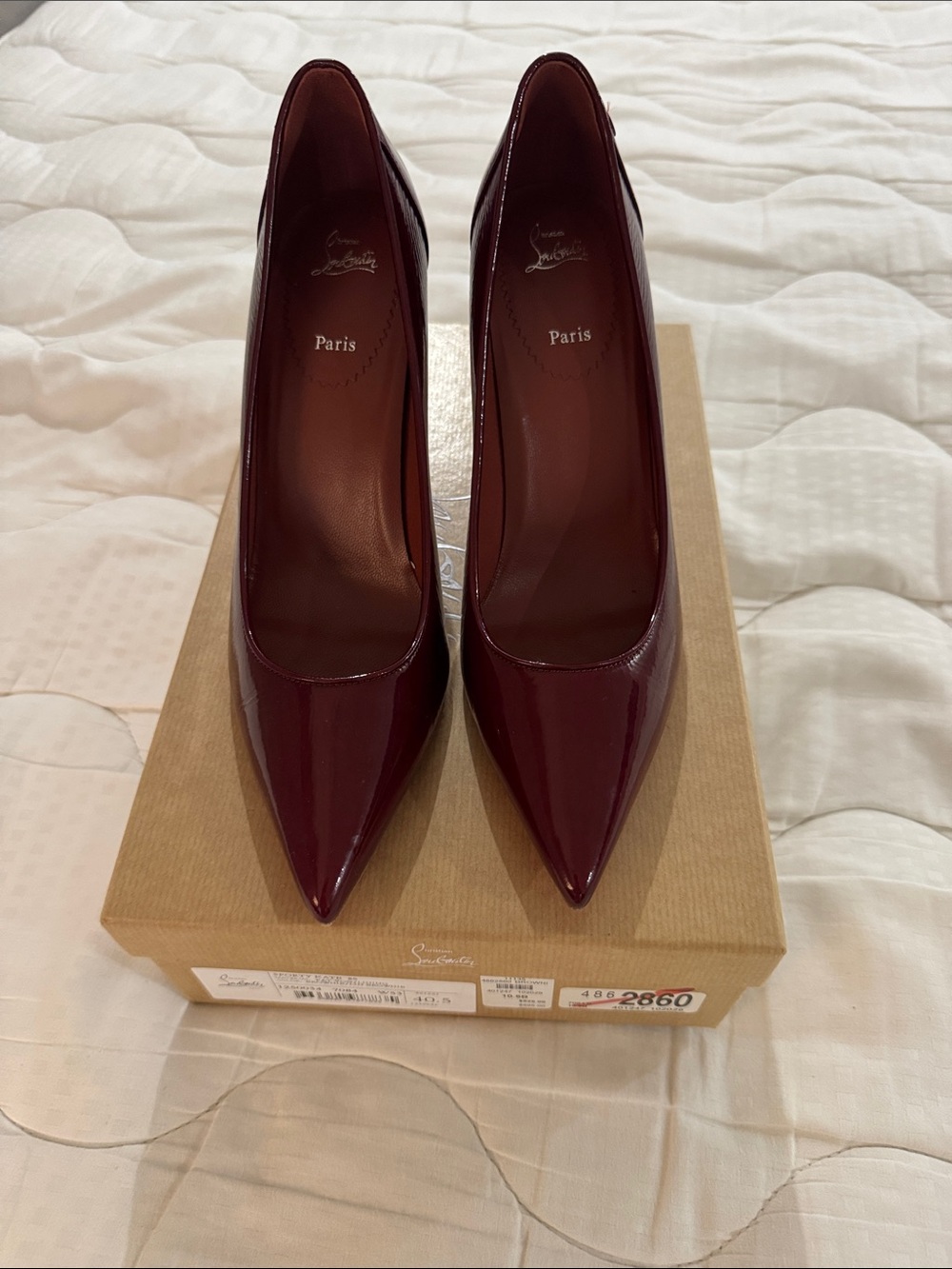 Christian Louboutin Burgundy Patent Pointed Pumps